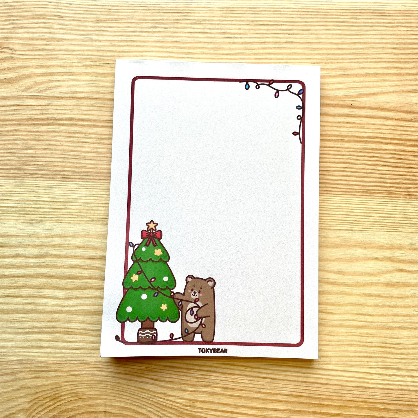 A6 Notepad - Bear Hanging Christmas Lights | A Cosy Christmas