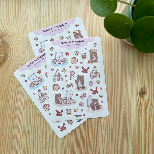 Planner Sticker Sheet – A Sunny Beach Day | Bears At The Beach