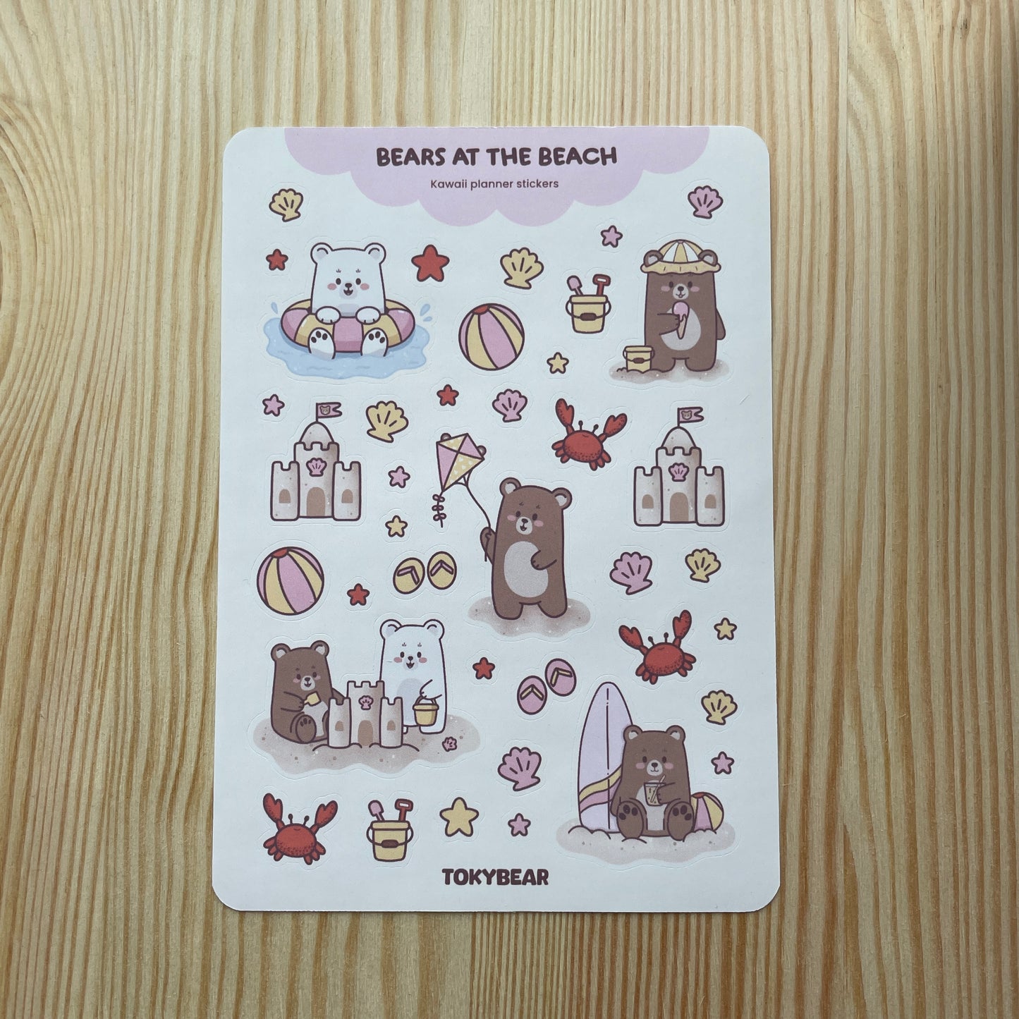 Planner Sticker Sheet – A Sunny Beach Day | Bears At The Beach