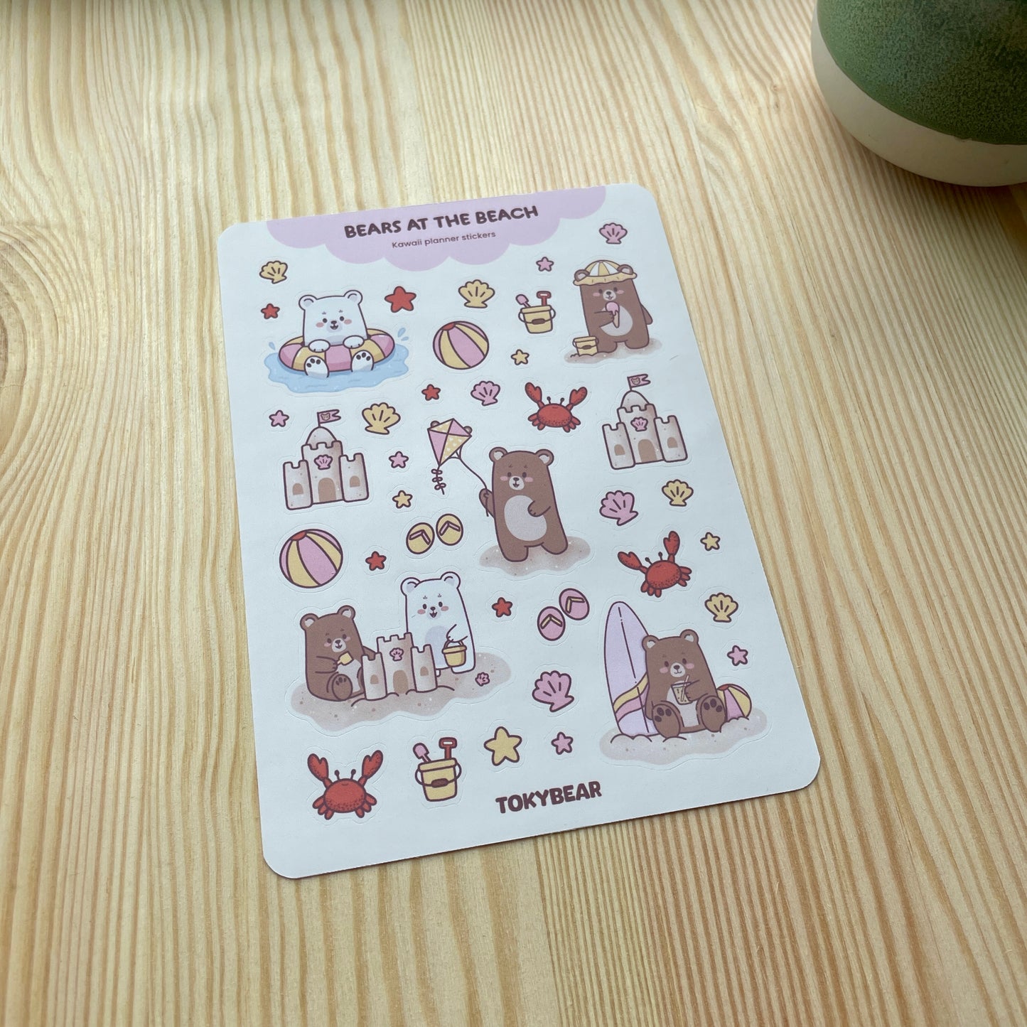 Planner Sticker Sheet – A Sunny Beach Day | Bears At The Beach