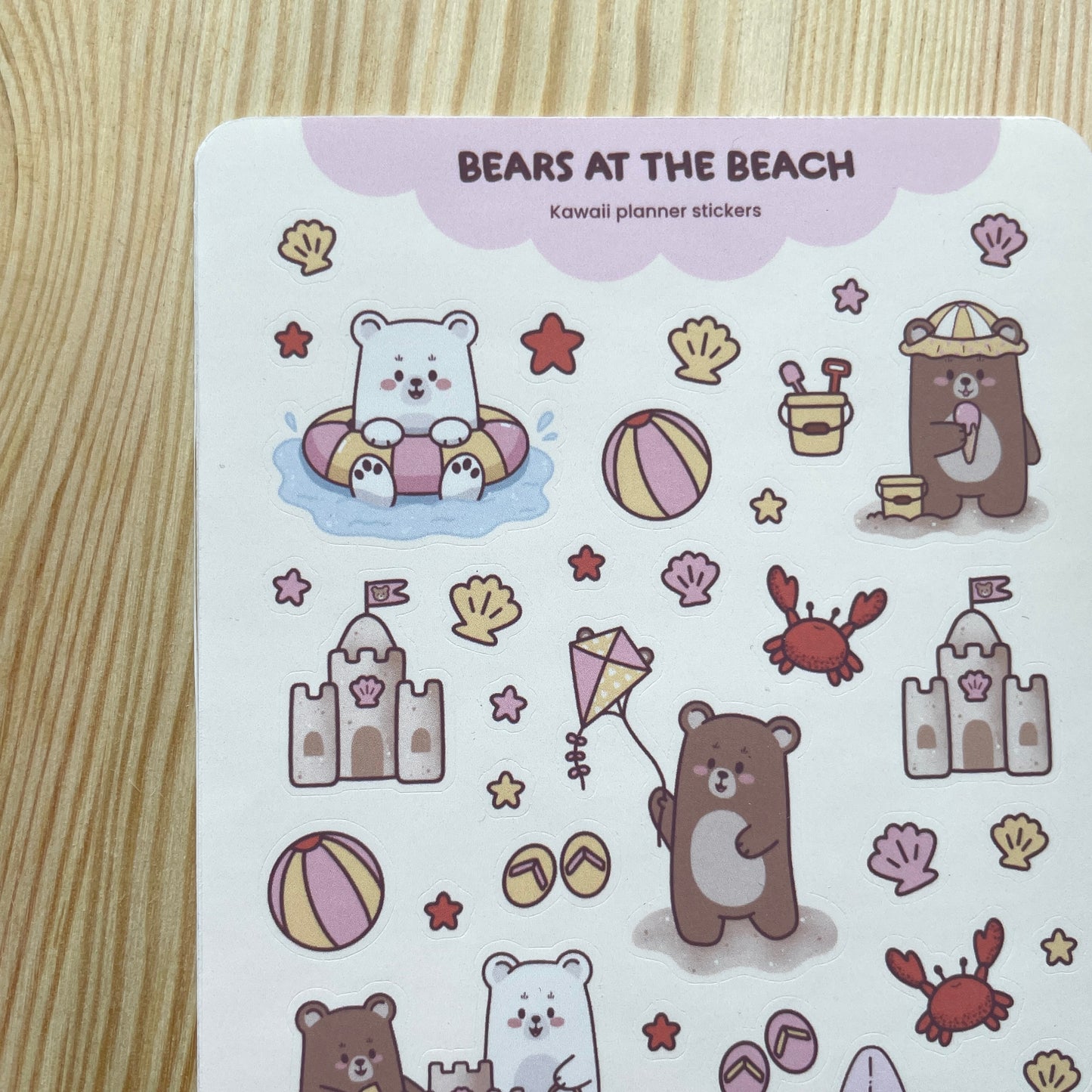 Planner Sticker Sheet – A Sunny Beach Day | Bears At The Beach