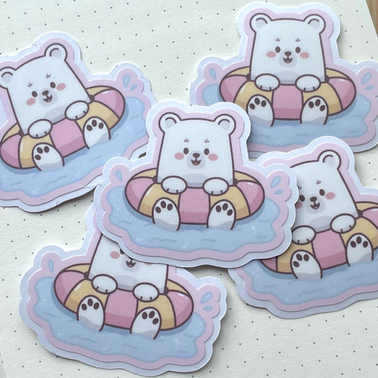 Vinyl Sticker - Bear Swimming With Floaty | Bears At The Beach