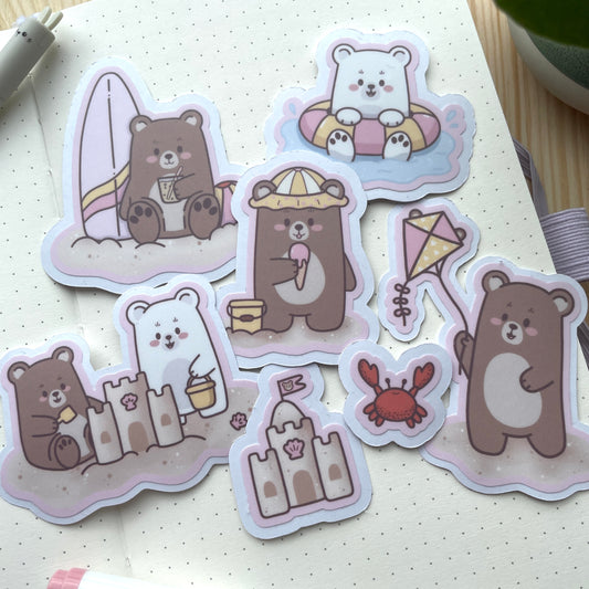 Sticker Pack - A Sunny Beach Day | Bears At The Beach