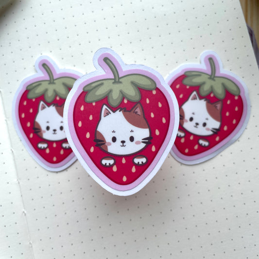 Vinyl Sticker - Strawberry Cat