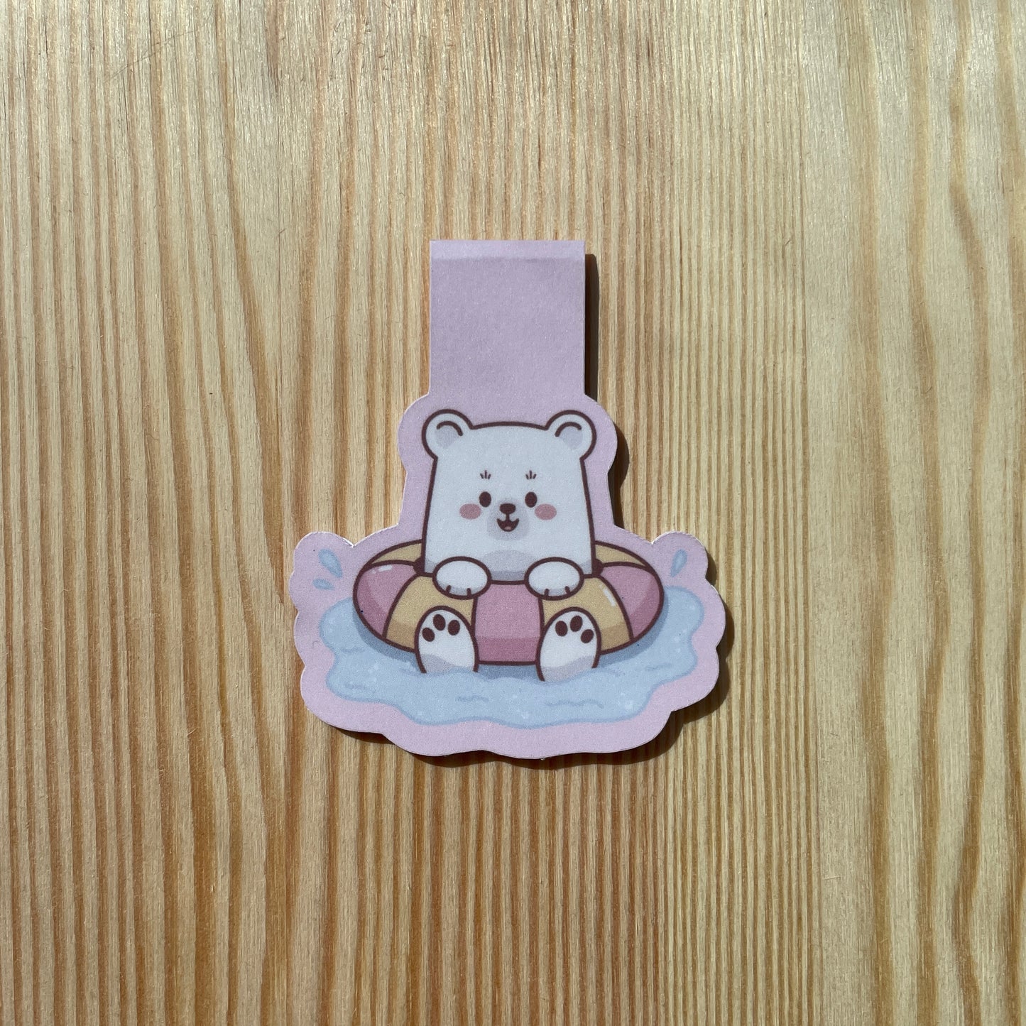 Magnetic Bookmark - Bear swimming with floaty | Bears At The Beach