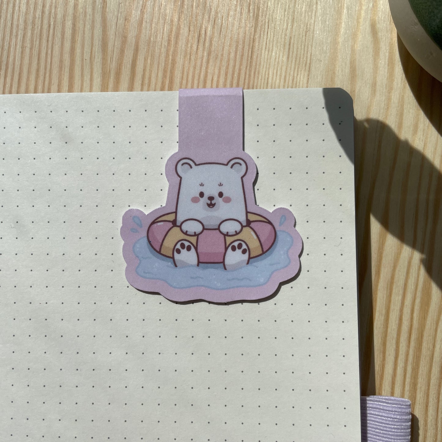 Magnetic Bookmark - Bear swimming with floaty | Bears At The Beach