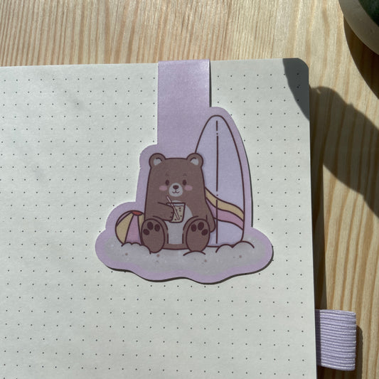 Magnetic Bookmark - Bear With Surfboard | Bears At The Beach