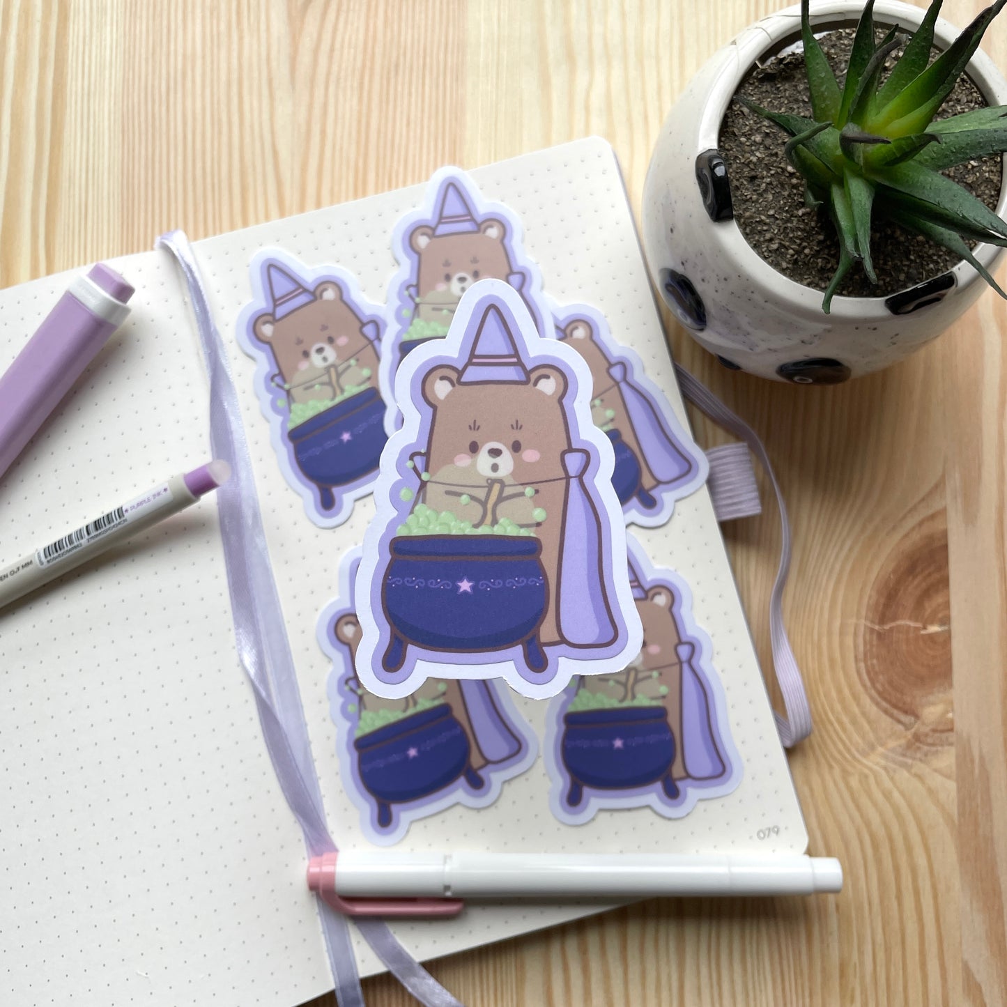Vinyl Sticker - Bear Stirring In Cauldron | Witchy Bears