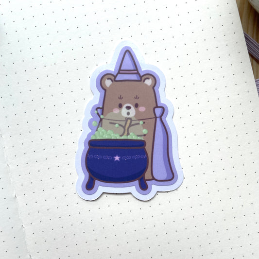 Vinyl Sticker - Bear Stirring In Cauldron | Witchy Bears