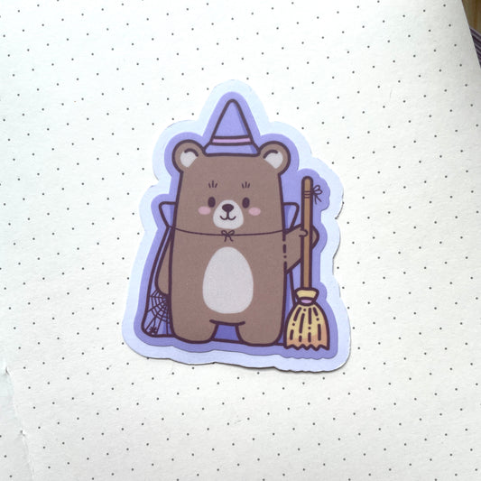 Vinyl Sticker - Bear With Broom | Witchy Bears