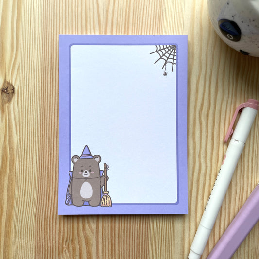 Notepad A6 - Bear With Broom | Witchy Bears