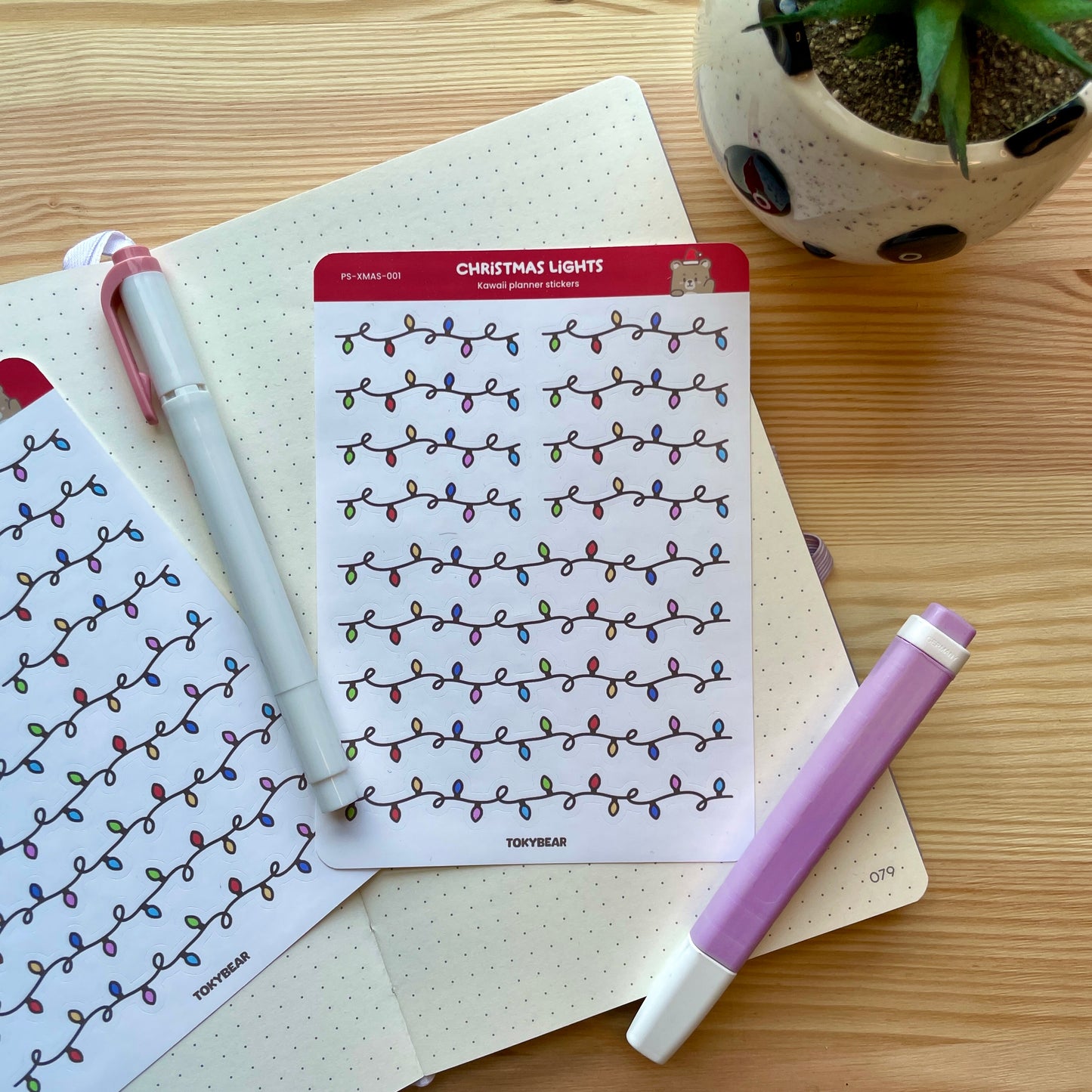 A6 Planner Sticker Sheet - Christmas Lights | A Cosy Christmas