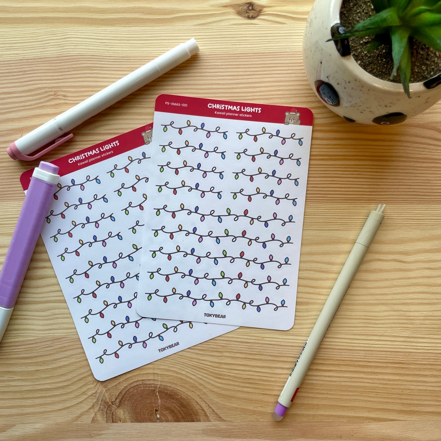 A6 Planner Sticker Sheet - Christmas Lights | A Cosy Christmas