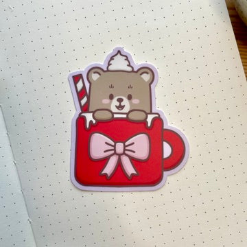 Vinyl Sticker - Cosy Bear In Mug | A Cosy Christmas