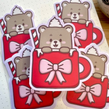 Vinyl Sticker - Cosy Bear In Mug | A Cosy Christmas