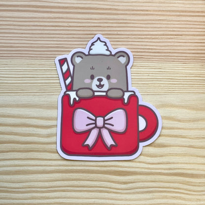 Vinyl Sticker - Cosy Bear In Mug | A Cosy Christmas