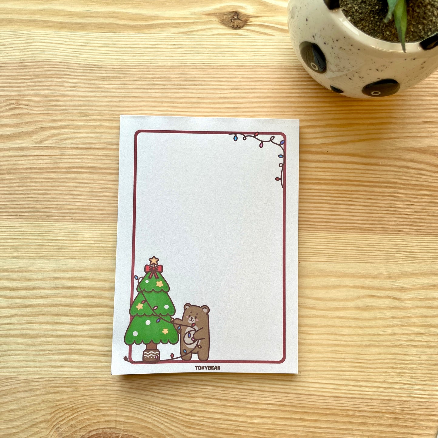 A6 Notepad - Bear Hanging Christmas Lights | A Cosy Christmas