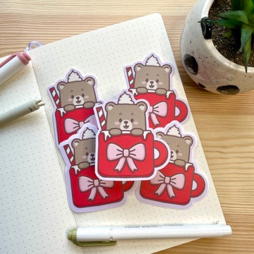 Vinyl Sticker - Cosy Bear In Mug | A Cosy Christmas