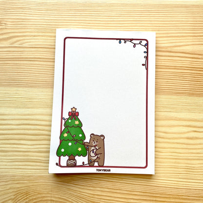 A6 Notepad - Bear Hanging Christmas Lights | A Cosy Christmas