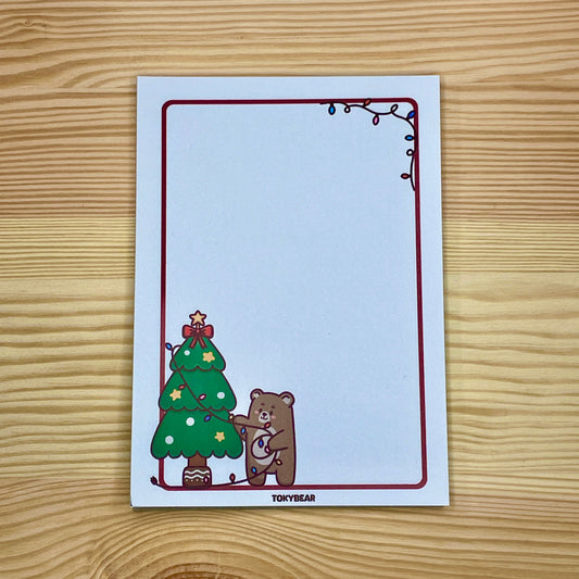 A6 Notepad - Bear Hanging Christmas Lights | A Cosy Christmas