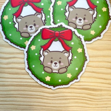 Magnet - Cute Bear In Wreath | A Cosy Christmas