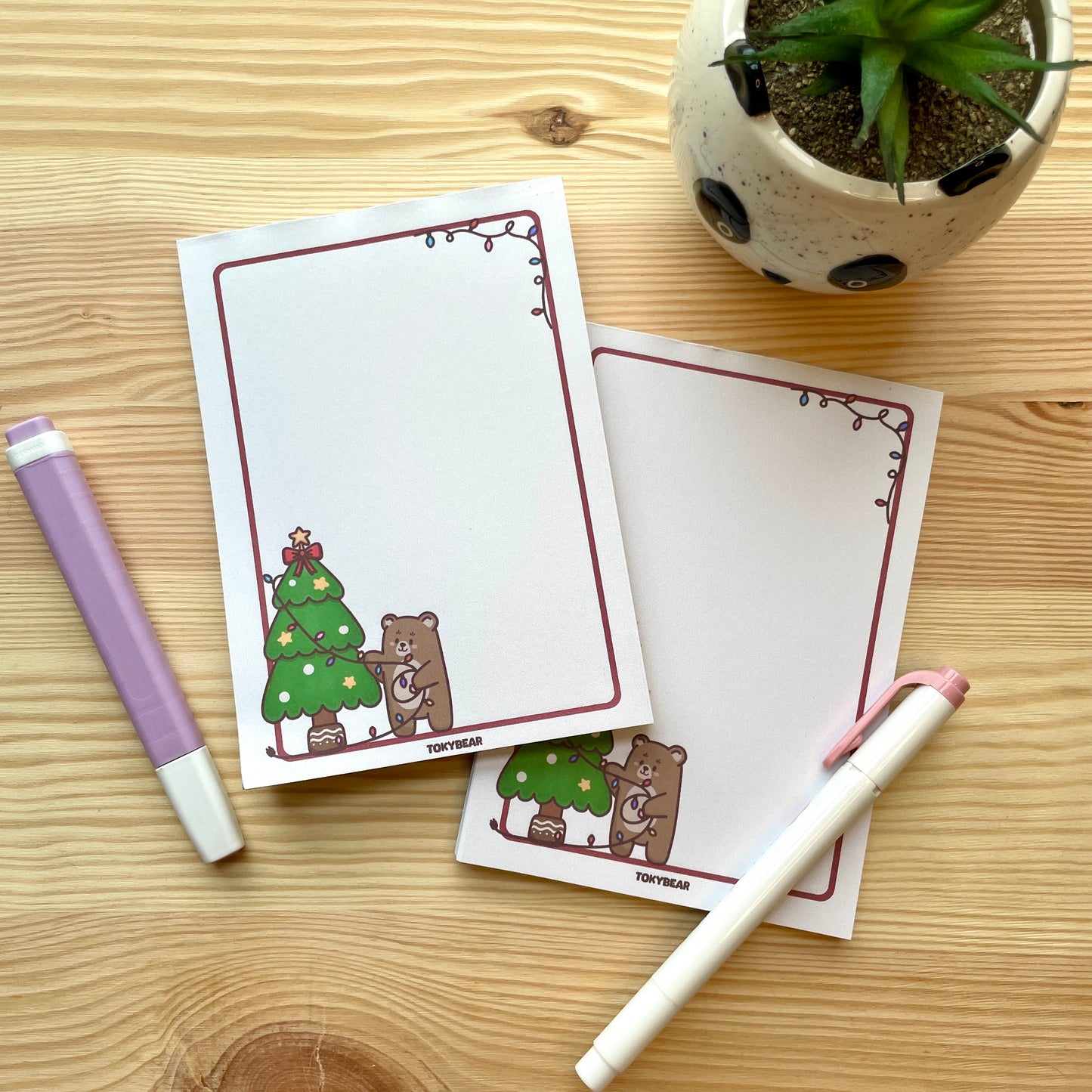 A6 Notepad - Bear Hanging Christmas Lights | A Cosy Christmas