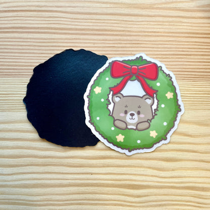 Magnet - Cute Bear In Wreath | A Cosy Christmas