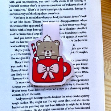 Magnetic Bookmark - Cosy Bear In Mug | A Cosy Christmas