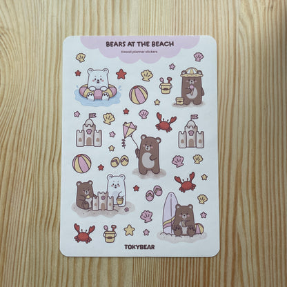 Planner Sticker Sheet – A Sunny Beach Day | Bears At The Beach
