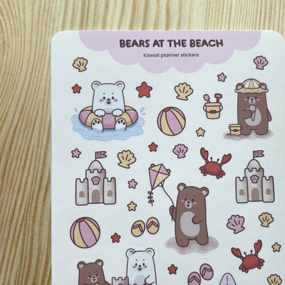 Planner Sticker Sheet – A Sunny Beach Day | Bears At The Beach