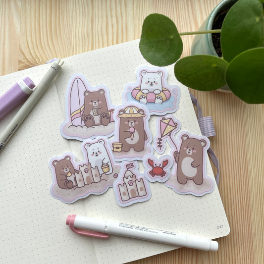 Sticker Pack - A Sunny Beach Day | Bears At The Beach