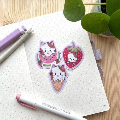 Sticker Pack - Summer Fruits & Cats