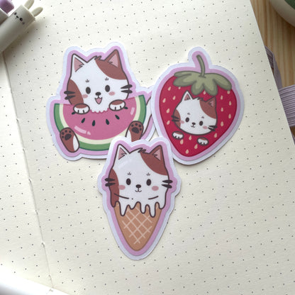 Sticker Pack - Summer Fruits & Cats