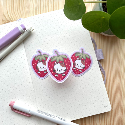 Vinyl Sticker - Strawberry Cat