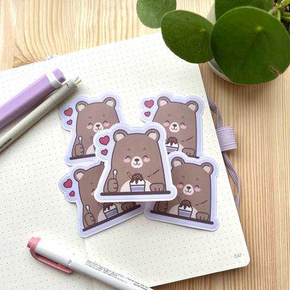 Vinyl Sticker - Bear Eating Ice Cream
