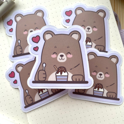 Vinyl Sticker - Bear Eating Ice Cream