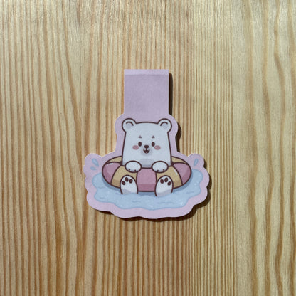Magnetic Bookmark - Bear swimming with floaty | Bears At The Beach