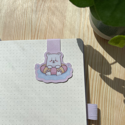 Magnetic Bookmark - Bear swimming with floaty | Bears At The Beach