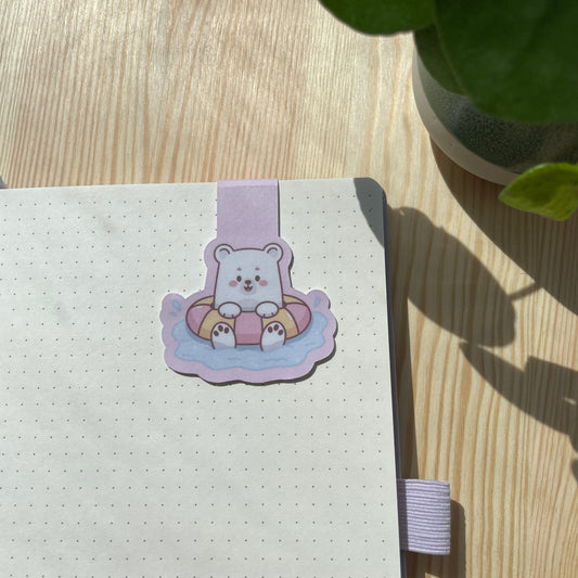 Magnetic Bookmark - Bear swimming with floaty | Bears At The Beach